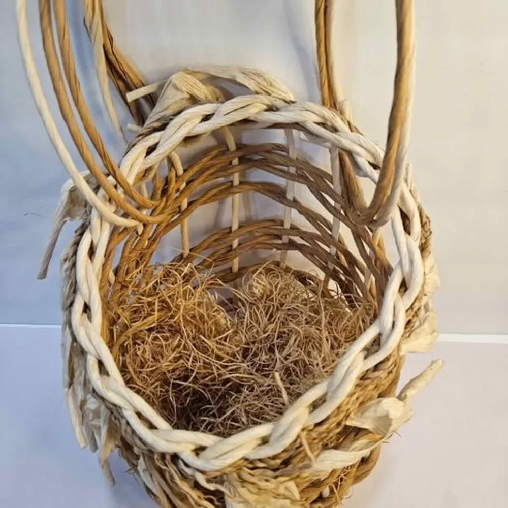 Handmade Woven Basket. Wall decor. Flat on one side.